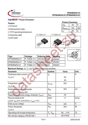 SPI80N06S2-07 datasheet  